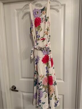 Yumi Kim Cream Maxi Dress with Red and Purple Floral Print #M7
